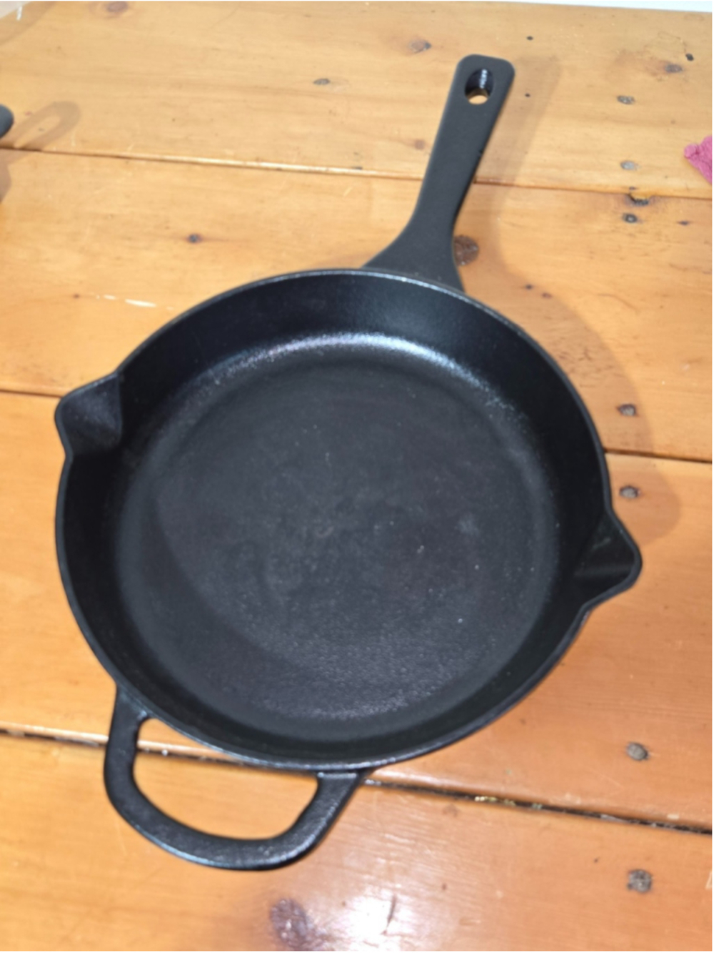 Our Table Cast Iron Skillet 10" Pre-Seasoned Frying Pan Dual Pour Spouts